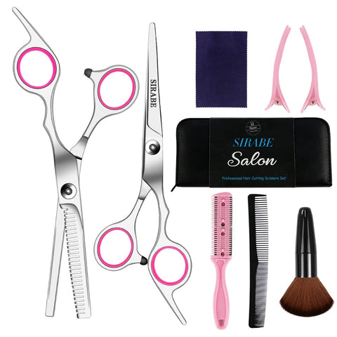  Sirabe 10 PCS Hair Cutting Scissors Set, Professional Haircut  Scissors Kit with Cutting Scissors,Thinning Scissors, Comb,Cape, Clips,  Black Hairdressing Shears Set for Barber, Salon, Home : Beauty & Personal  Care